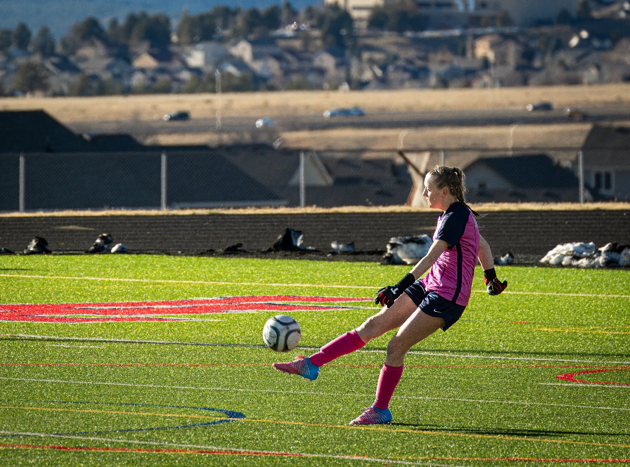 Goalie kicking ball